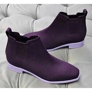 VIVAIA Ryan Knit Purple Flat Ankle Boots Womens Shoes 38 7